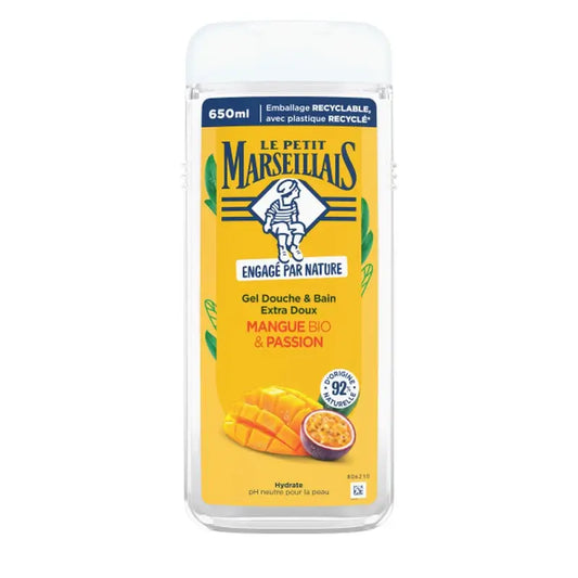 Le Petit Marseillais Gel douche extra-doux à la mangue bio et au fruit de la passion, 650 ml