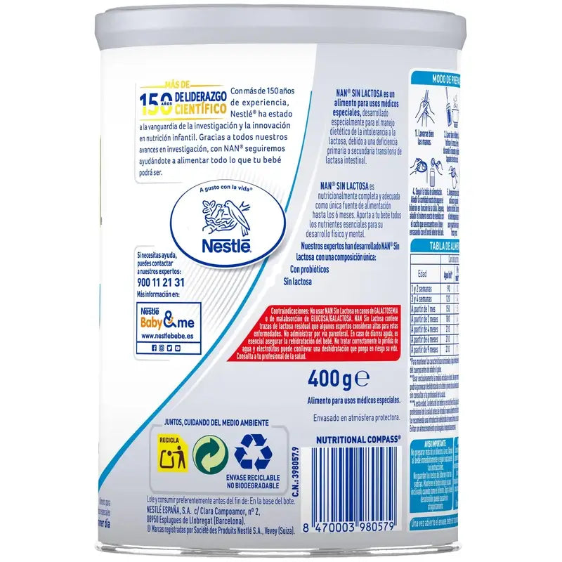 Nestlé Nan Expertpro Lait spécial sans lactose, 400 g