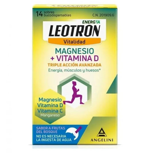 Leotron Vitalité Magnésium + Vitamine D, 14 sticks
