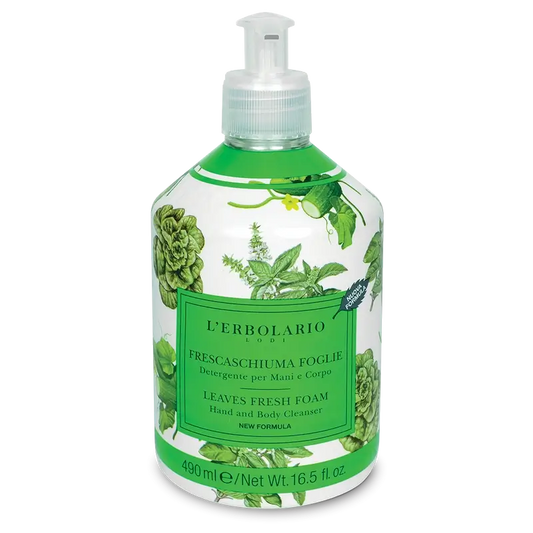 L'Erbolario Savon pour les mains et le corps Mousse fraîche Feuilles, 490 ml