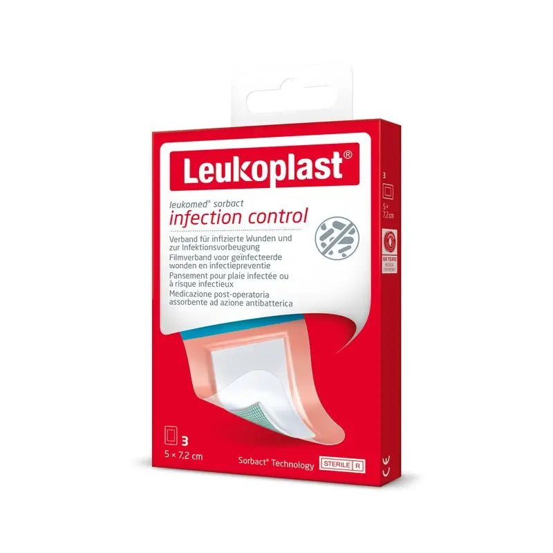 Leukoplast Leukomed Sorbact, 5 Cm X 7,2 Cm, 3 Pcs.