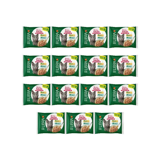 Libra - Nourriture humide pour chats, au poulet et à la dinde en sauce, Flowpack, 15 x 340 g