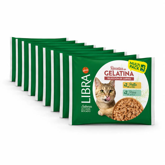 Libra - Nourriture humide pour chats, au poulet et à la dinde, emballage Flowpack, 15 x 340 g