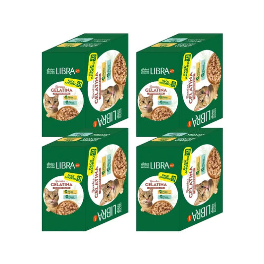 Libra - Nourriture humide pour chats, au poulet et à la dinde, en emballage Flowpack, 4 x 1,02 kg
