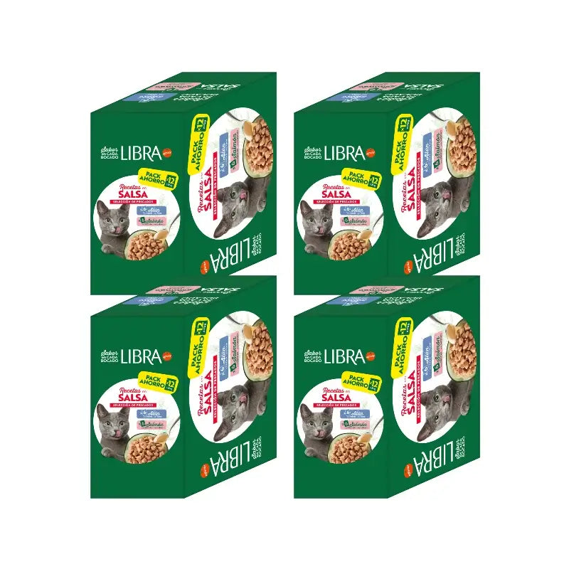 Libra - Nourriture humide pour chats, au saumon et au thon, en flowpack, 4 x 1,02 kg