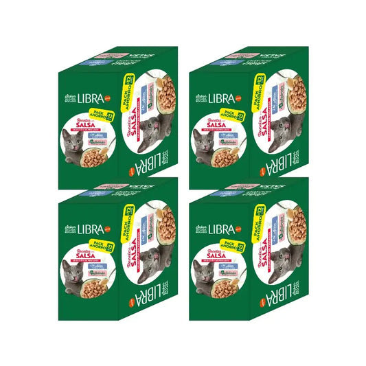 Libra - Nourriture humide pour chats, au saumon et au thon, en flowpack, 4 x 1,02 kg