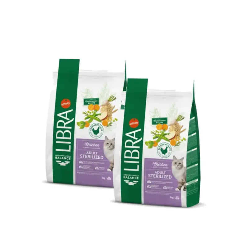 Libra Feline Adult Stérilisé au poulet, lot de 2 x 3 kg, croquettes pour chats