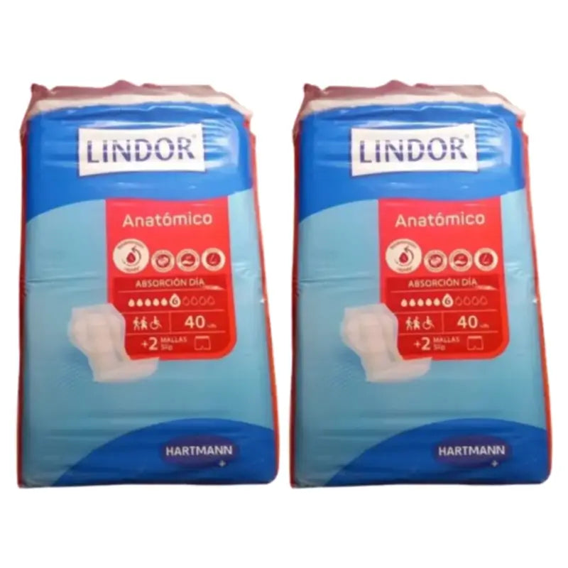 Couches anatomiques de nuit Lindor, lot de 2 x 80 unités