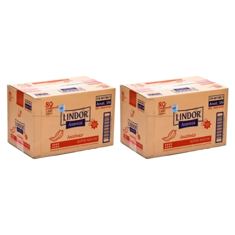 Couches anatomiques Lindor Super Nuit, lot de 2 x 80 unités