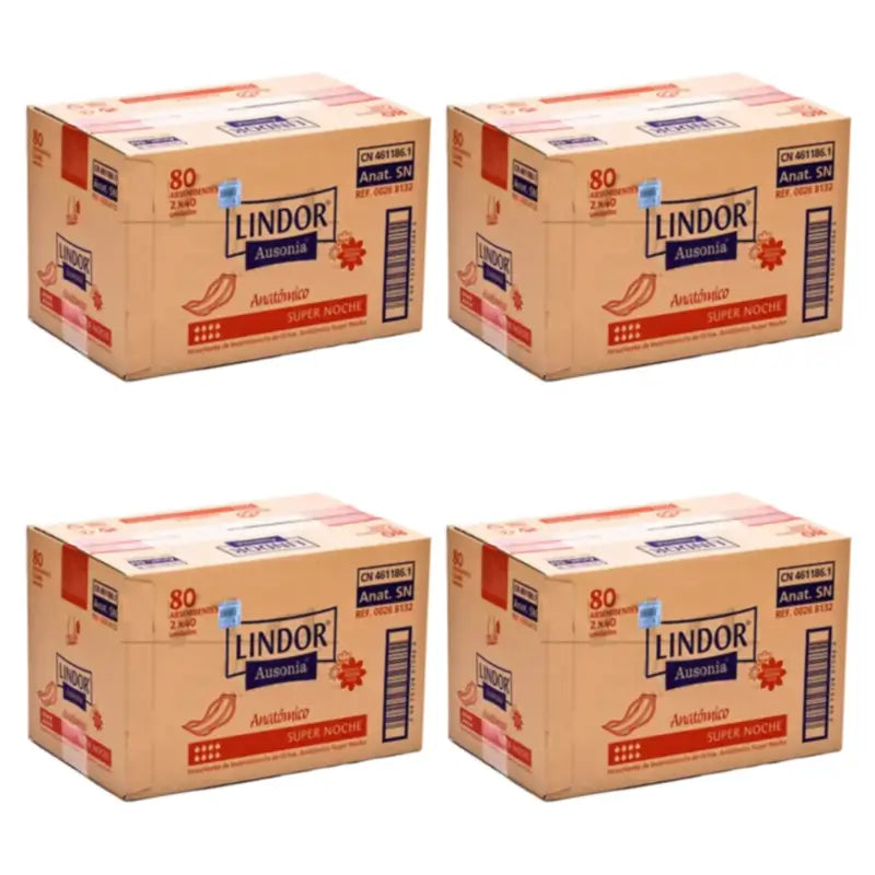 Couches anatomiques Lindor Super Nuit, lot de 4 x 80 unités