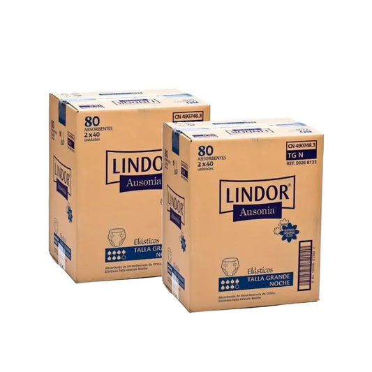 Couches élastiques Lindor pour la nuit, taille L, 80 unités, lot de 2