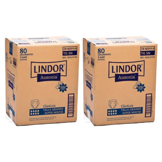 Couches élastiques Lindor Super Nuit, taille L, lot de 2 x 80 unités