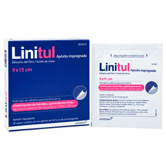 Linitul 9 x 15 cm Pansement imprégné, 20 sachets