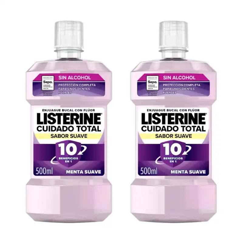 Listerine Duplo Total Care Rince-bouche Saveur douce, 2 x 500 ml