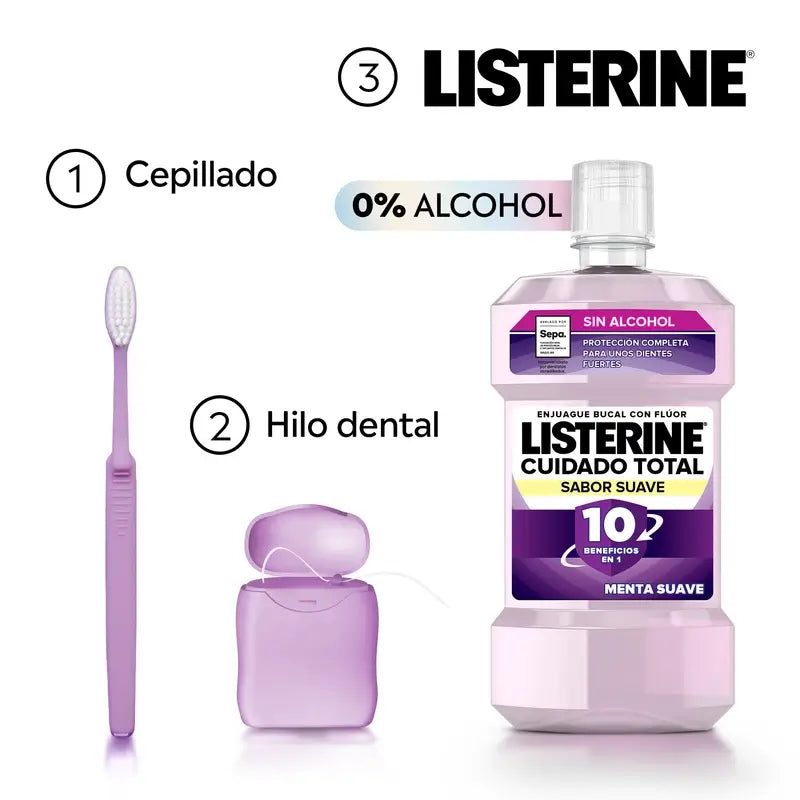 Listerine Duplo Total Care Rince-bouche Saveur douce, 2 x 500 ml