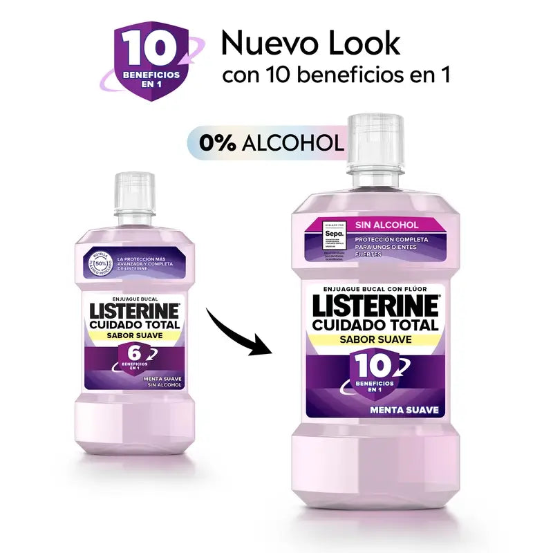 Listerine Duplo Total Care Rince-bouche Saveur douce, 2 x 500 ml