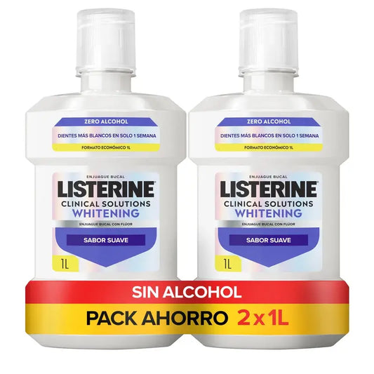 Rince-bouche Listerine, Advanced White avec blanchisseur, saveur menthe douce, sans alcool 2 X 1000ml Pack