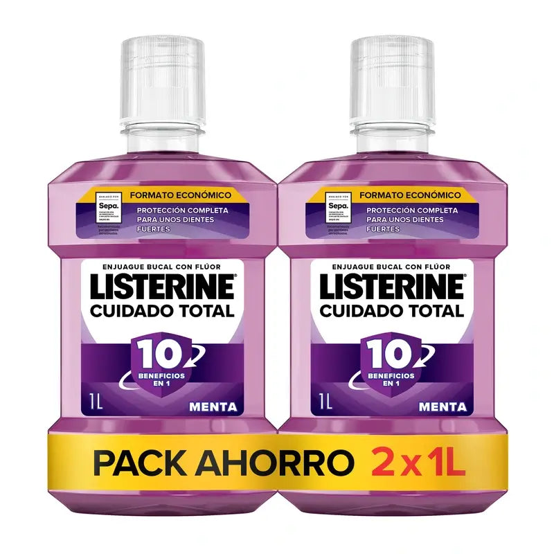 Rince-bouche Listerine Total Care Saveur Menthe, paquet de 2X1L