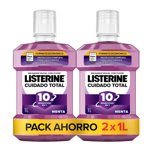 Rince-bouche Listerine Total Care Saveur Menthe, paquet de 2X1L