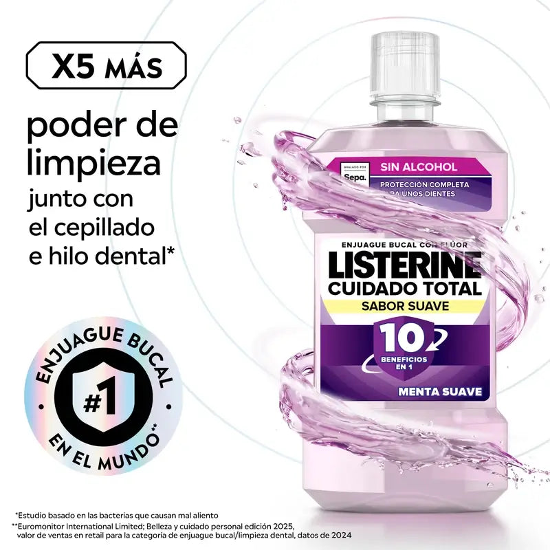 Rince-bouche sans alcool Listerine Total Care Mild Flavour, 500 ml