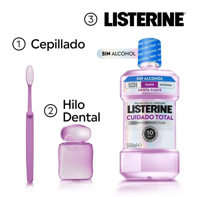 Rince-bouche sans alcool Listerine Total Care Mild Flavour, 500 ml