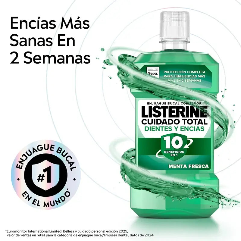 Rince-bouche Listerine pour la protection des dents et des gencives, menthe fraîche, 500 ml