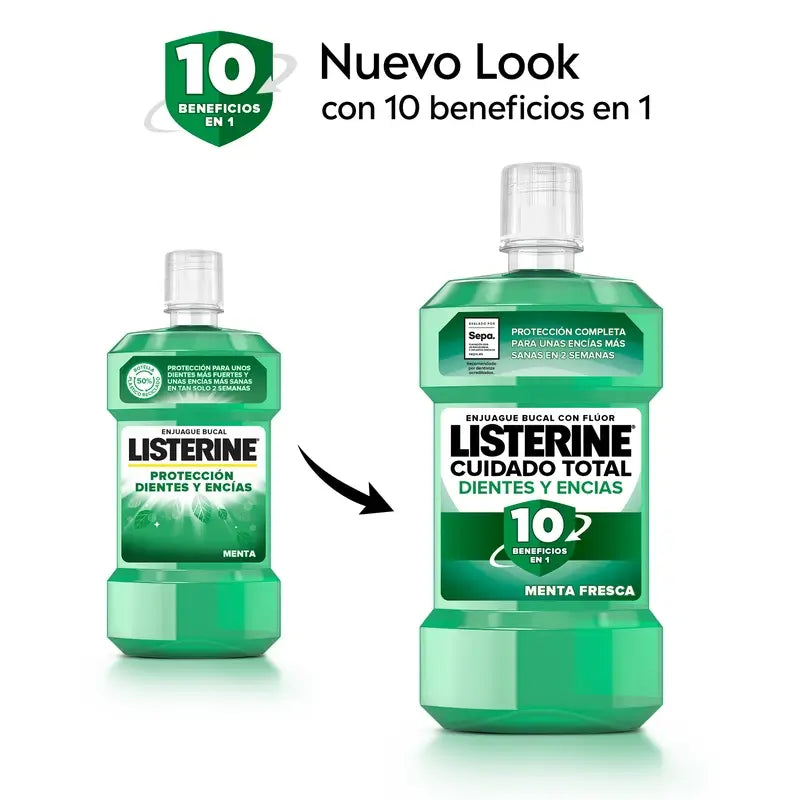 Rince-bouche Listerine pour la protection des dents et des gencives, menthe fraîche, 500 ml