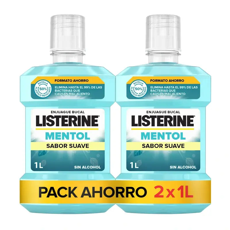 Rince-bouche doux sans alcool Listerine, 2 x 1L