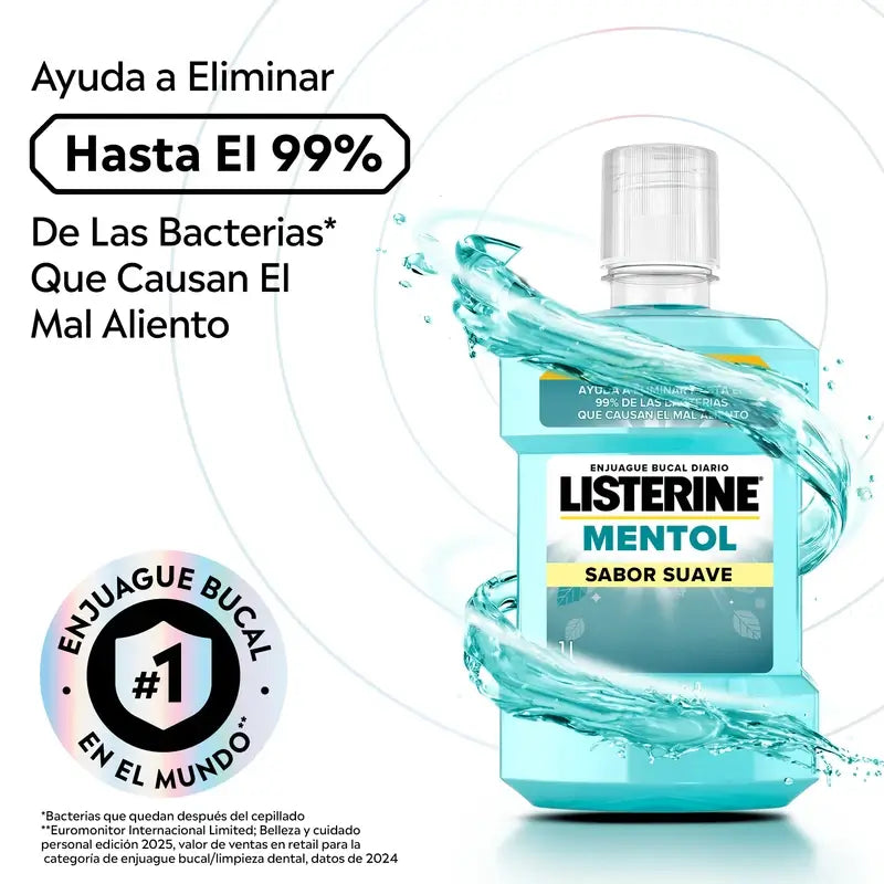 Rince-bouche doux sans alcool Listerine, 2 x 1L