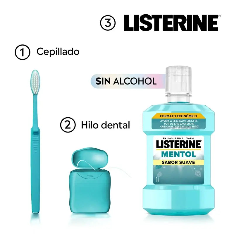 Rince-bouche doux sans alcool Listerine, 2 x 1L