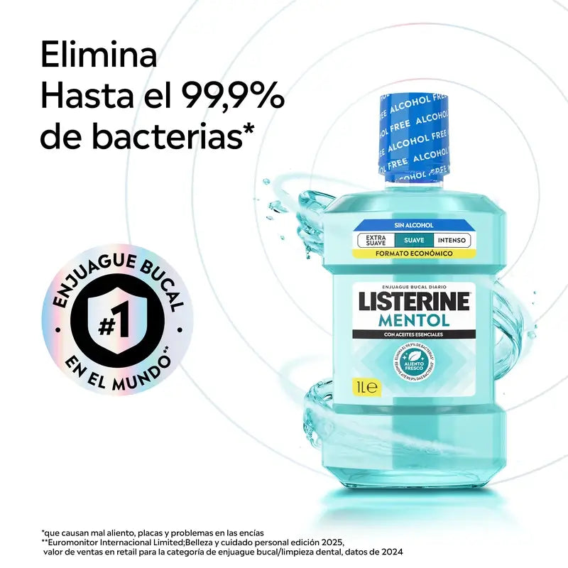 Rince-bouche doux sans alcool Listerine, 2 x 1L