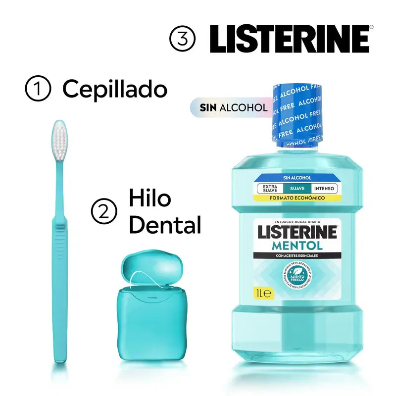 Rince-bouche doux sans alcool Listerine, 2 x 1L