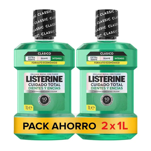 Rince-bouche Listerine pour la protection des dents et des gencives, menthe fraîche, paquet de 2X1L