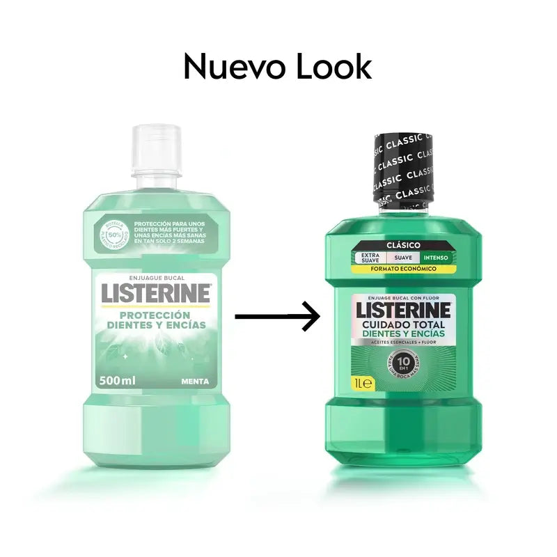 Rince-bouche Listerine pour la protection des dents et des gencives, menthe fraîche, paquet de 2X1L
