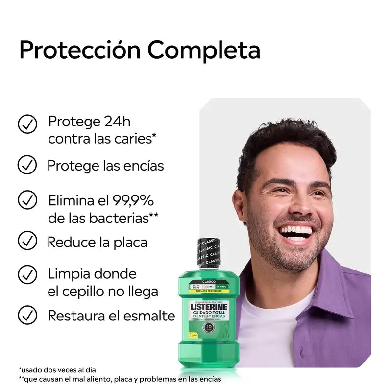 Rince-bouche Listerine pour la protection des dents et des gencives, menthe fraîche, paquet de 2X1L