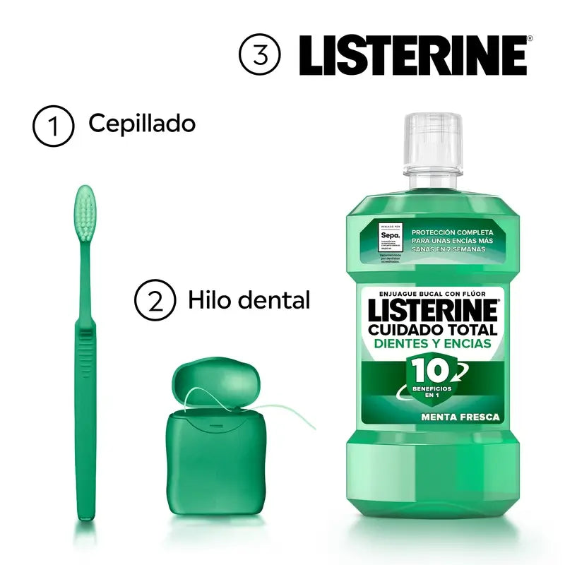 Rince-bouche Listerine pour la protection des dents et des gencives Menthe fraîche, 1L