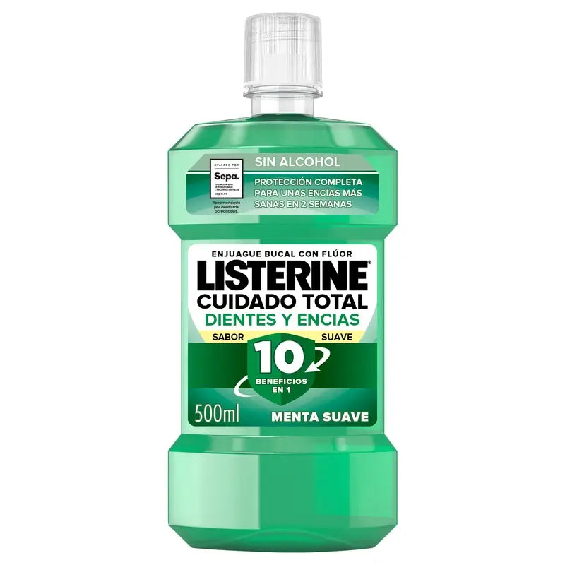 Listerine Bain de bouche sans alcool Protection des dents et des gencives, arôme doux, 500 ml