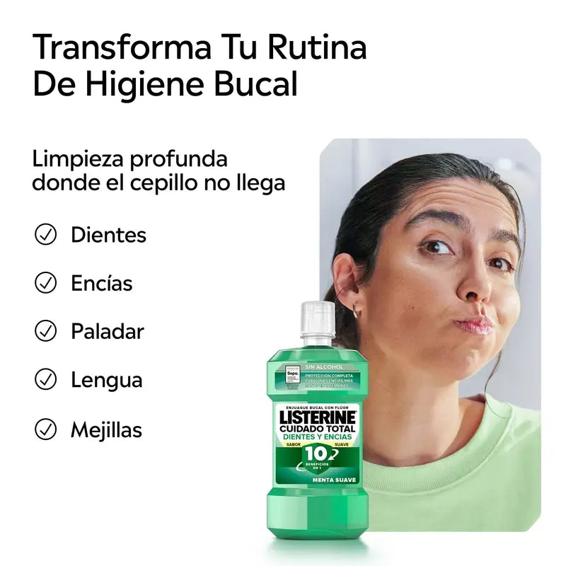 Listerine Bain de bouche sans alcool Protection des dents et des gencives, arôme doux, 500 ml
