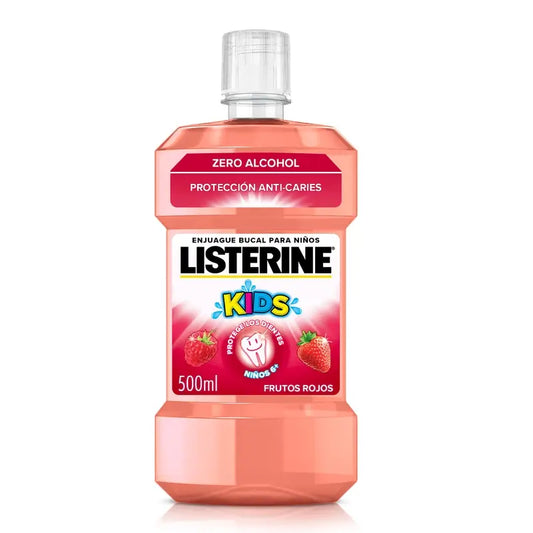 Rince-bouche pour enfants sans alcool de Listerine, protection contre les caries, avec fluor, 500ml