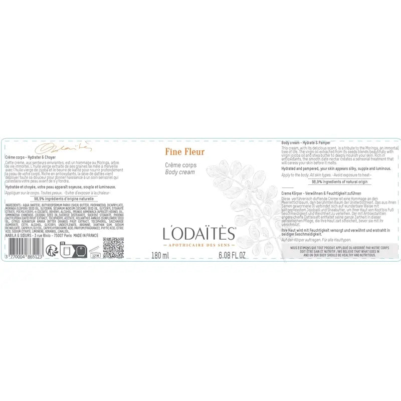 L'Odaïtès Corporal Fine Fleur - Crème pour le corps , 180 ml