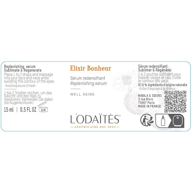 L'Odaïtès Facial Elixir Bonheur - Sérum régénérant, 15 ml