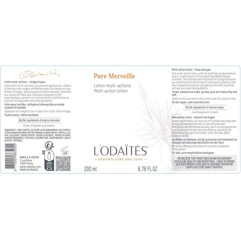 L'Odaïtès Facial Pure Merveille - Lotion Multi-Action - Visage et Yeux , 200 ml