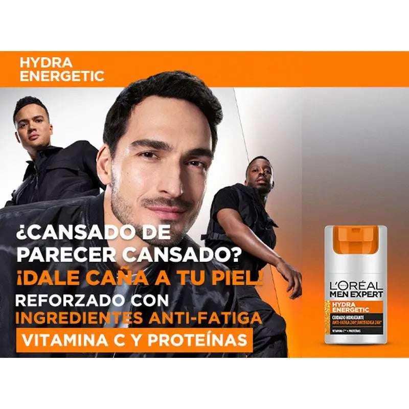 L'Oréal Paris Men Expert Hydra Energetic 24H Anti-Fatigue Crème Hydratante pour Homme à la Vitamine C et aux Protéines - 50 Ml