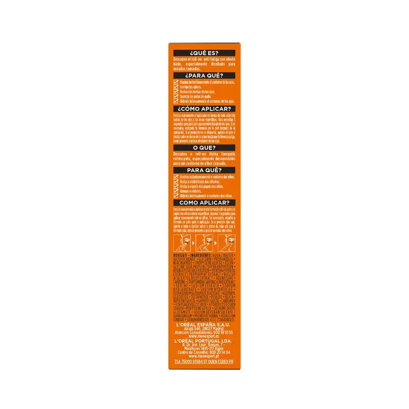 L'Oréal Paris Men Expert Hydra Energetic Roll-On Eyes Ice Effect Anti-Bags & Anti-Cernes Pour Homme - 10 Ml