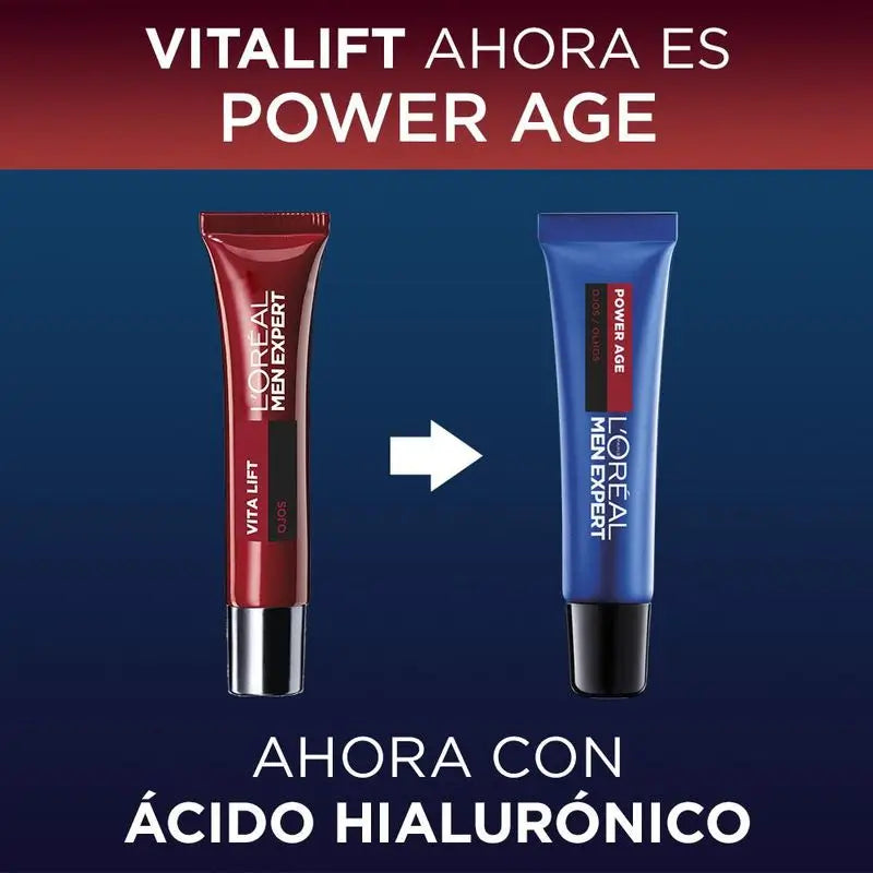 L'Oréal Paris Men Expert Power Age Contour des Yeux Anti-Age avec Acide Hyaluronique [Nouveau Pack Vitalift].