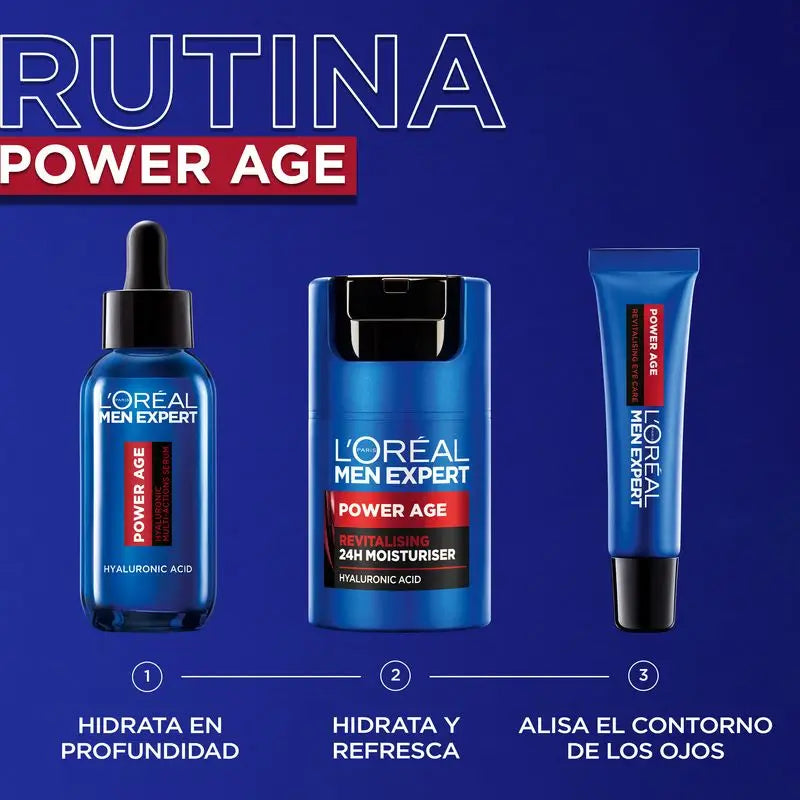 L'Oréal Paris Men Expert Power Age Contour des Yeux Anti-Age avec Acide Hyaluronique [Nouveau Pack Vitalift].