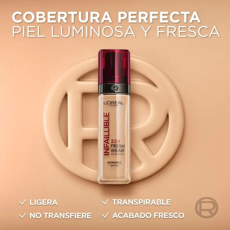 L'Oréal Paris Fond de teint Infaillible 32H Freshwear 30Ml Teinte 015