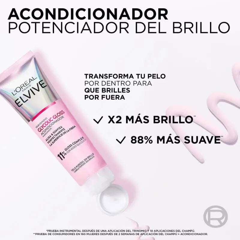 L'Oréal Paris Elvive Glycolic Gloss Conditioner Acide Glycolique Conditionneur Glycolique Cheveux doux et brillants