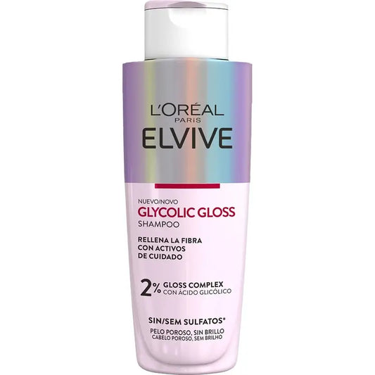 L'Oréal Paris Elvive Glycolic Gloss Shampooing Avec Acide Glycolique Acide Glycolique Cheveux Doux et Brillants