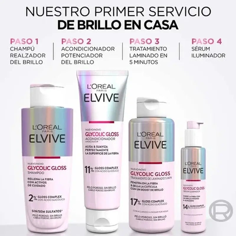 L'Oréal Paris Elvive Glycolic Gloss Serum avec acide glycolique Cheveux doux et brillants
